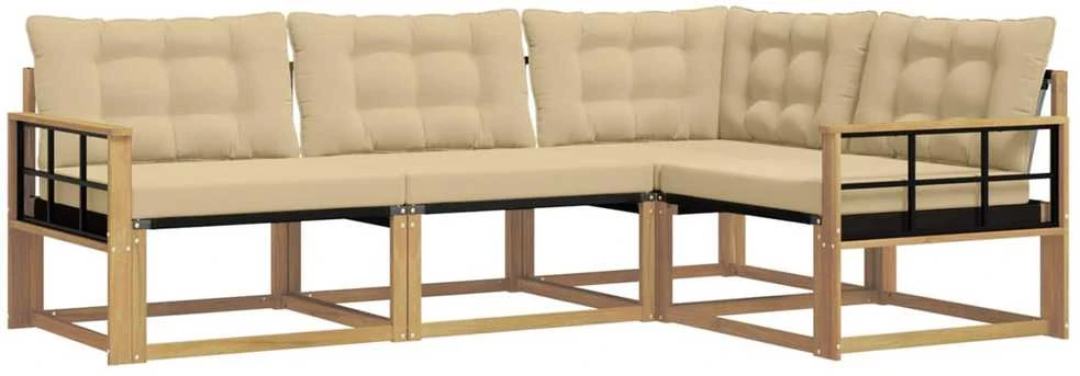 Lauko sofos komplektas 4 vnt. Balta ir kreminė