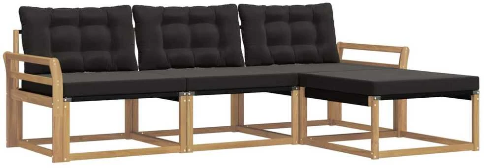 Lauko sofos komplektas 4 vnt. Balta ir juoda