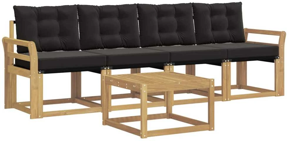 Lauko sofos komplektas 5 vnt. Balta ir juoda