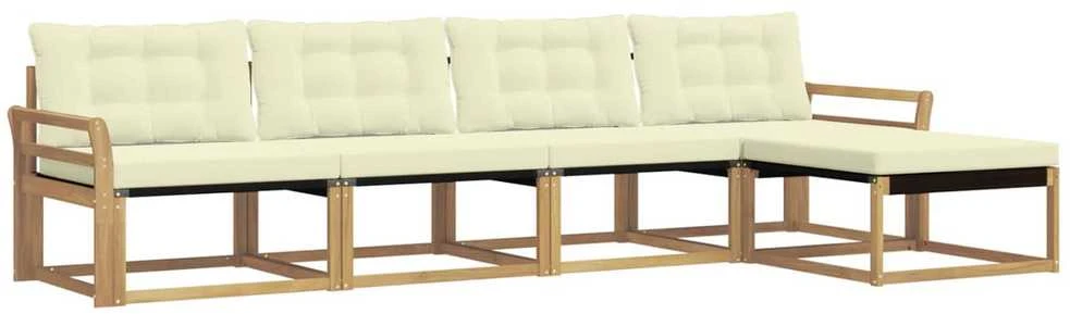 Lauko sofos komplektas 5 vnt. Balta ir kreminė