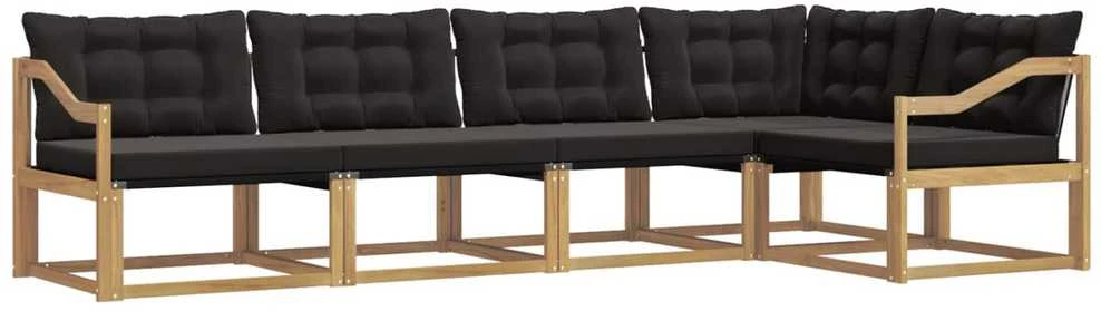 Lauko sofos komplektas 5 vnt. Balta ir juoda