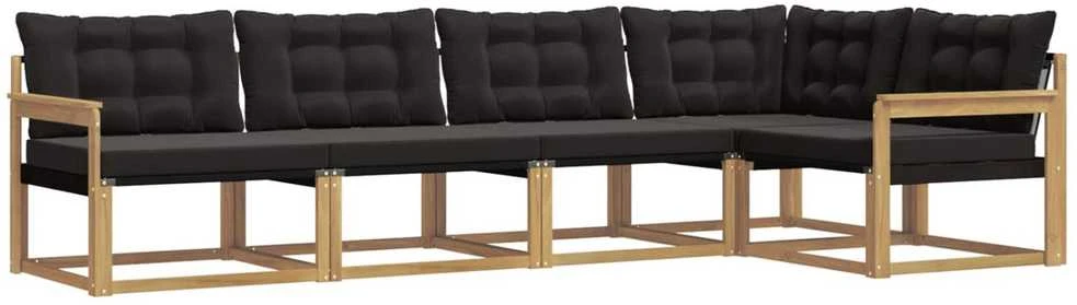 Lauko sofos komplektas 5 vnt. Balta ir juoda
