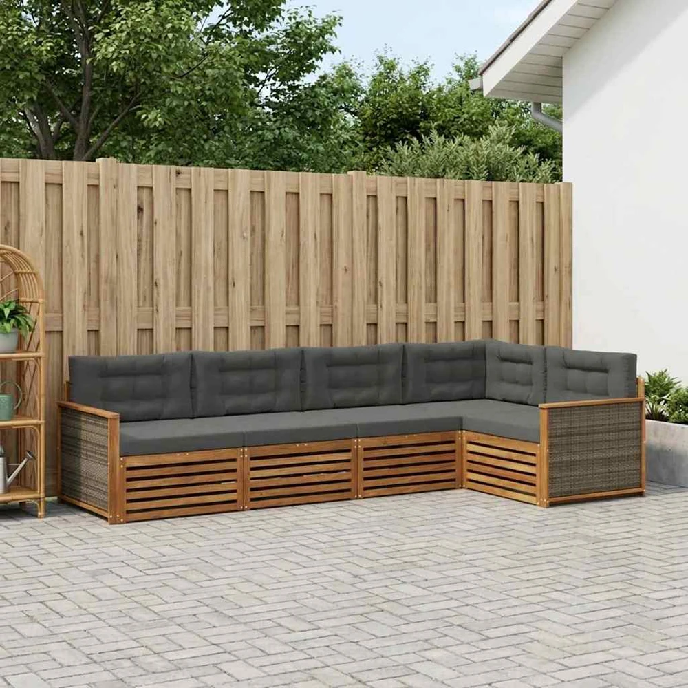 Lauko sofos komplektas 5 vnt. Natūralus ir antracitas