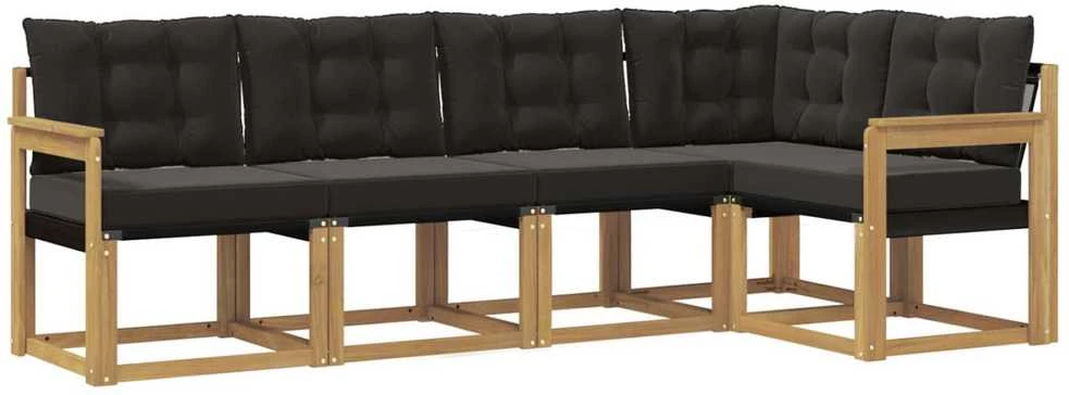 Lauko sofos komplektas 5 vnt. Balta ir juoda