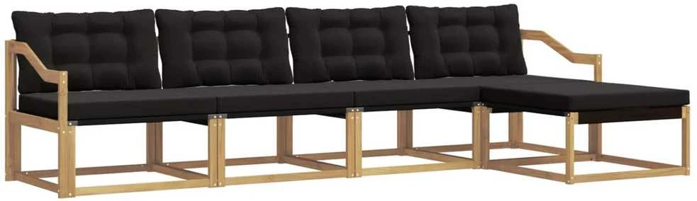 Lauko sofos komplektas 5 vnt. Balta ir juoda