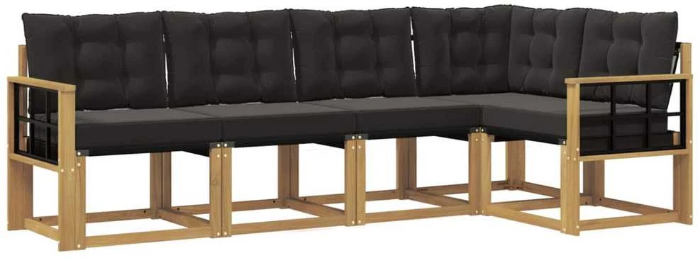 Lauko sofos komplektas 5 vnt. Balta ir juoda