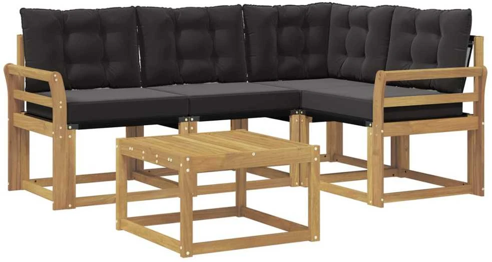 Lauko sofos komplektas 5 vnt. Balta ir juoda