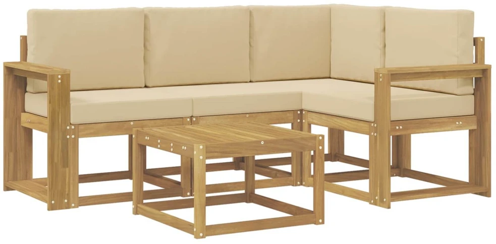 Lauko sofos komplektas 5 vnt. Balta ir kreminė