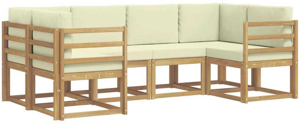Lauko sofos komplektas 6 vnt. Balta ir kreminė