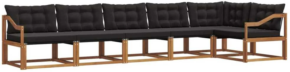 Lauko sofos komplektas 6 vnt. Natūrali ir juoda