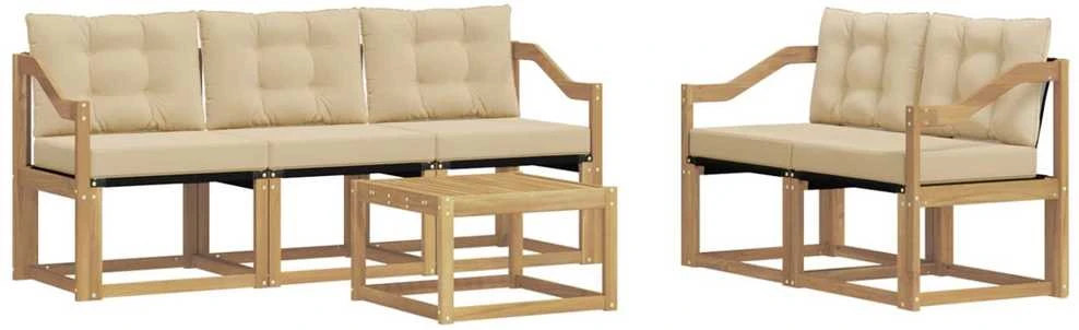 Lauko sofos komplektas 6 vnt. Balta ir kreminė