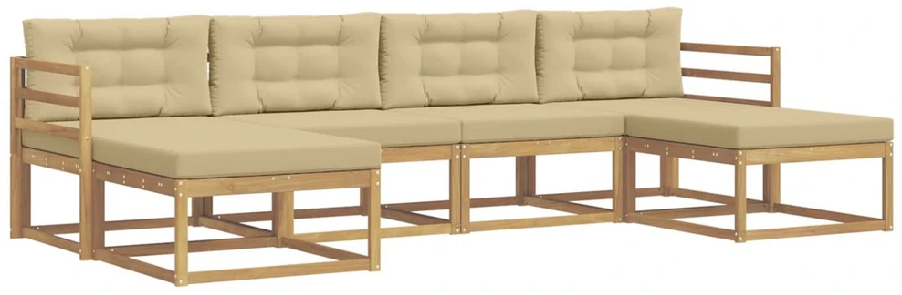 Lauko sofos komplektas 6 vnt. Balta ir kreminė