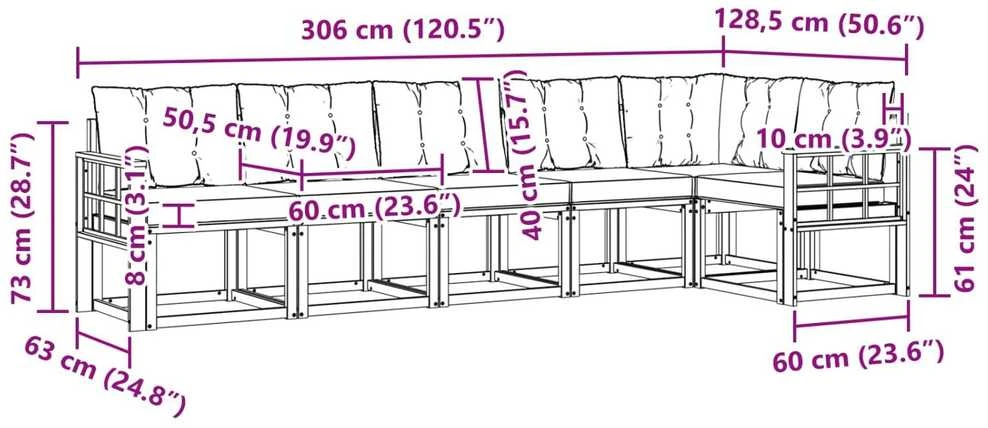 Lauko sofos komplektas 6 vnt. Balta ir kreminė