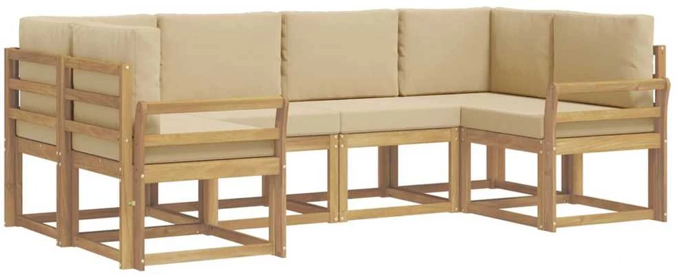 Lauko sofos komplektas 6 vnt. Balta ir kreminė