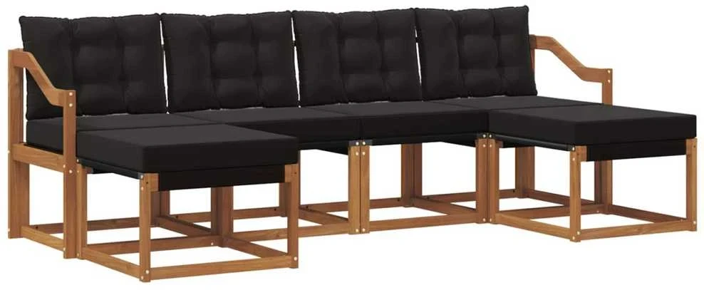Lauko sofos komplektas 6 vnt. Natūrali ir juoda