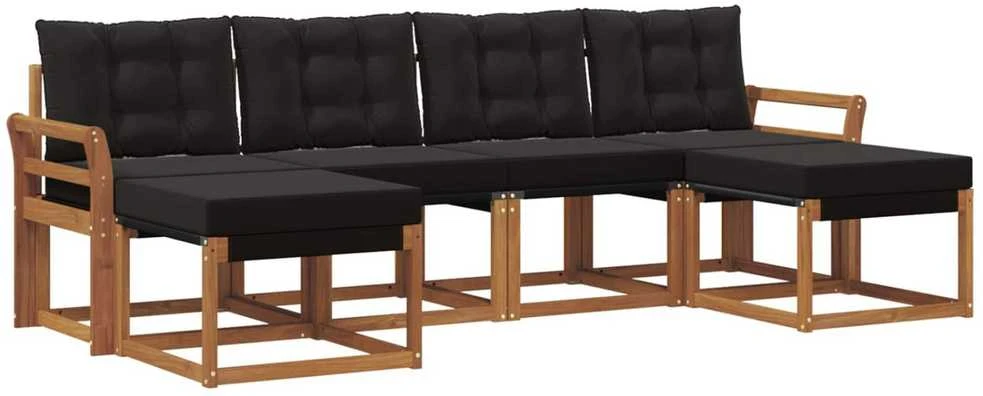 Lauko sofos komplektas 6 vnt. Natūrali ir juoda