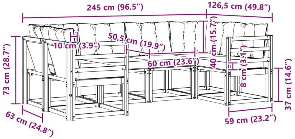 Lauko sofos komplektas 6 vnt. Balta ir kreminė