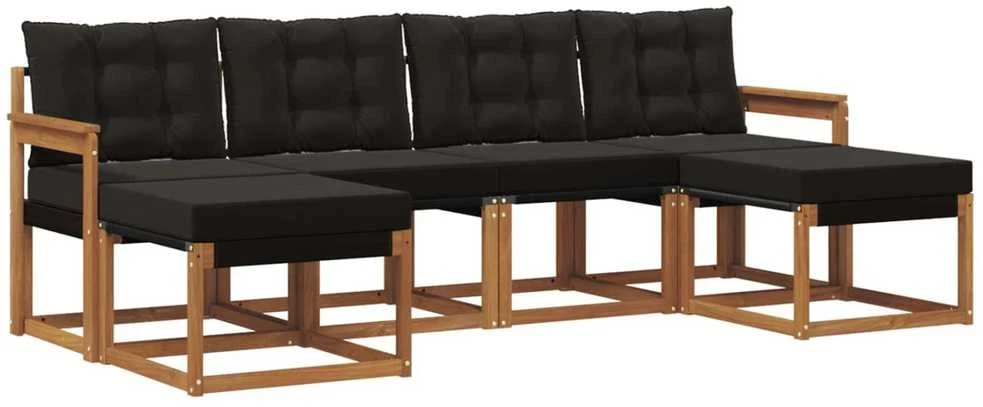 Lauko sofos komplektas 6 vnt. Natūrali ir juoda