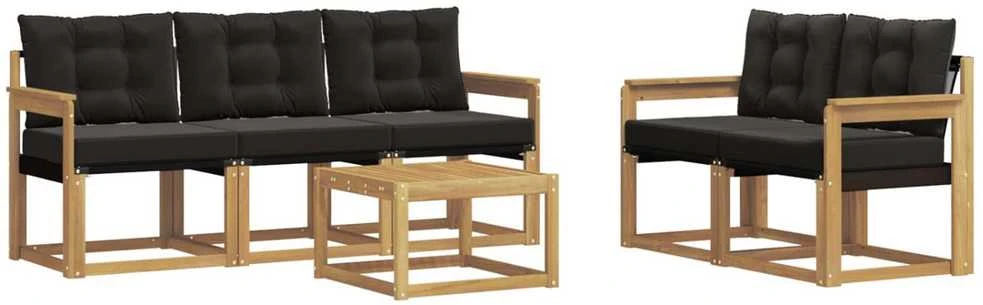 Lauko sofos komplektas 6 vnt. Balta ir juoda