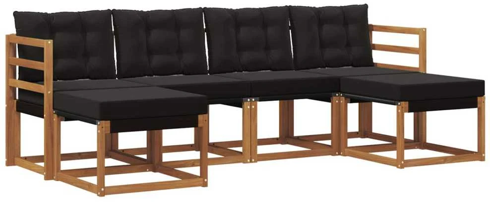 Lauko sofos komplektas 6 vnt. Natūrali ir juoda