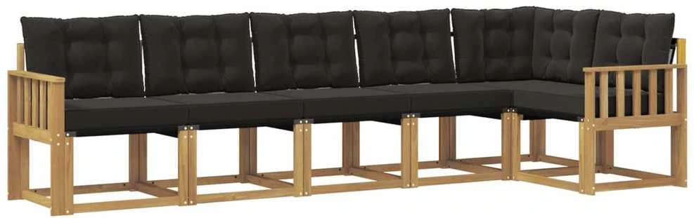 Lauko sofos komplektas 6 vnt. Balta ir juoda