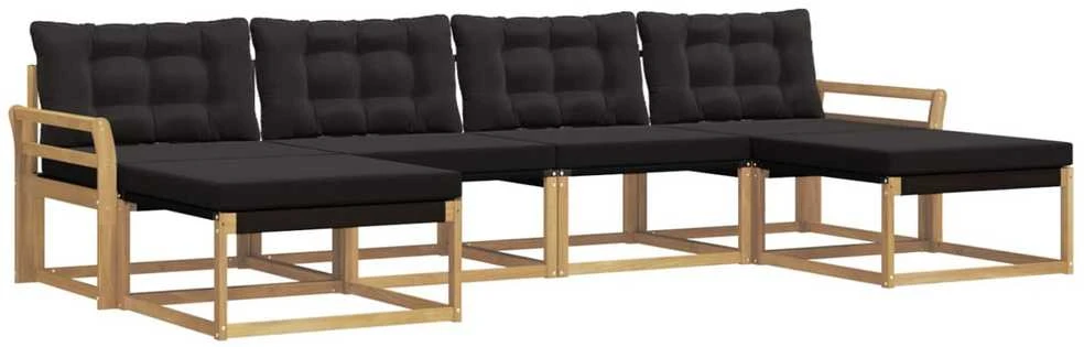 Lauko sofos komplektas 6 vnt. Balta ir juoda