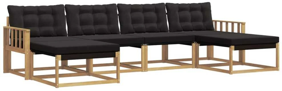 Lauko sofos komplektas 6 vnt. Balta ir juoda