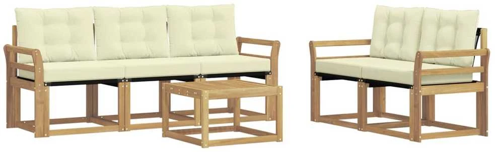 Lauko sofos komplektas 6 vnt. Balta ir kreminė