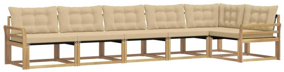 Lauko sofos komplektas 6 vnt. Balta ir kreminė