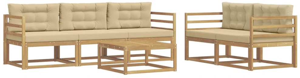 Lauko sofos komplektas 6 vnt. Balta ir kreminė