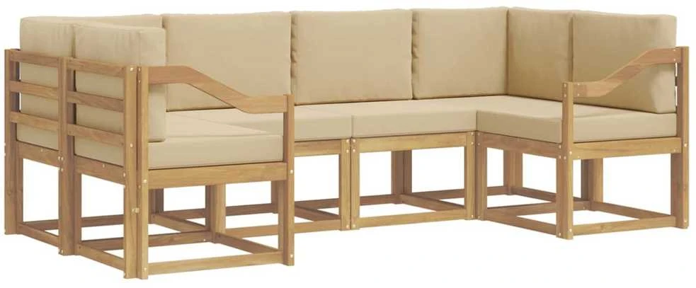 Lauko sofos komplektas 6 vnt. Balta ir kreminė