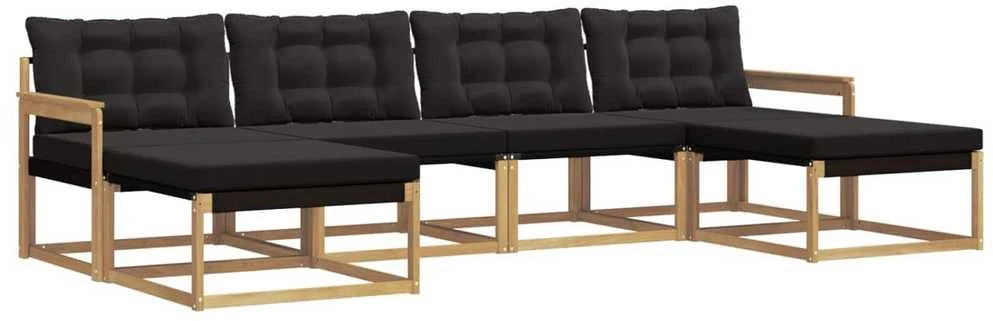 Lauko sofos komplektas 6 vnt. Balta ir juoda
