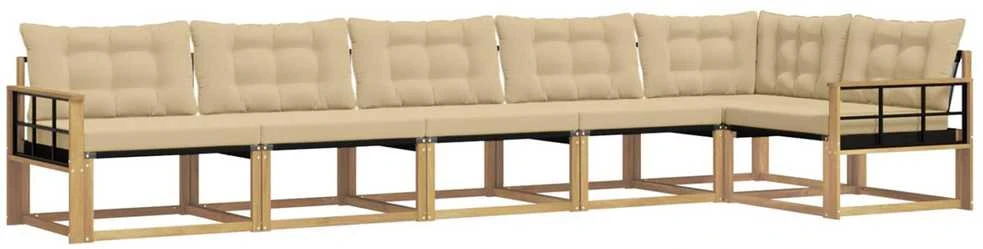 Lauko sofos komplektas 6 vnt. Balta ir kreminė