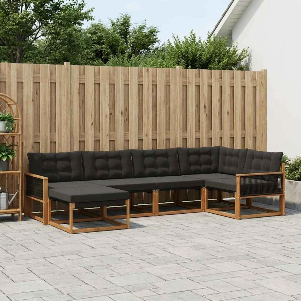 Lauko sofos komplektas 6 vnt. Natūrali ir juoda