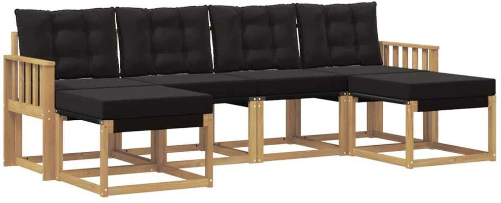 Lauko sofos komplektas 6 vnt. Balta ir juoda