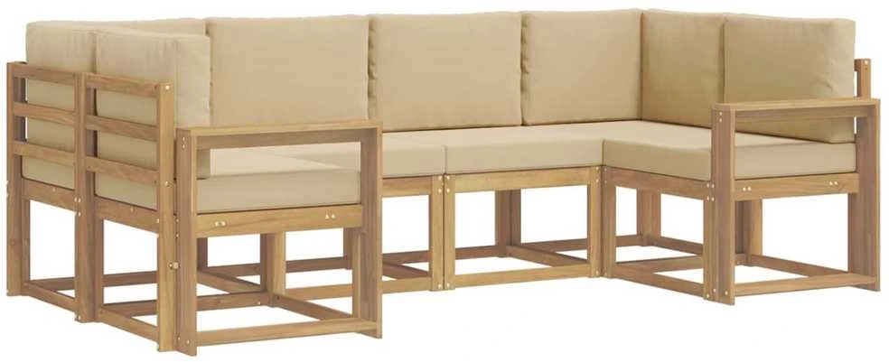 Lauko sofos komplektas 6 vnt. Balta ir kreminė