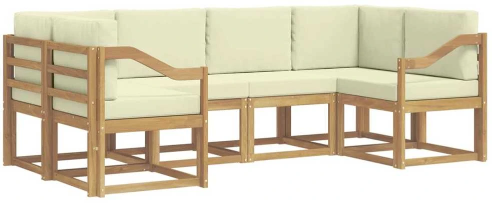 Lauko sofos komplektas 6 vnt. Balta ir kreminė