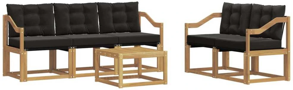 Lauko sofos komplektas 6 vnt. Balta ir juoda
