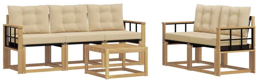 Lauko sofos komplektas 6 vnt. Balta ir kreminė