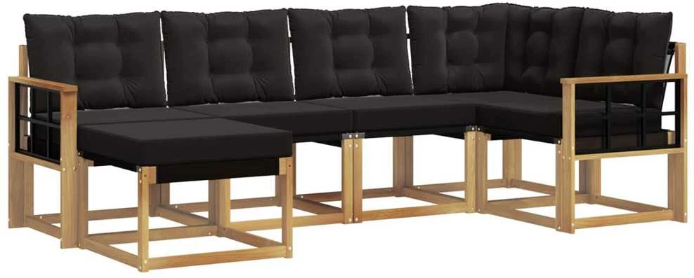 Lauko sofos komplektas 6 vnt. Balta ir juoda