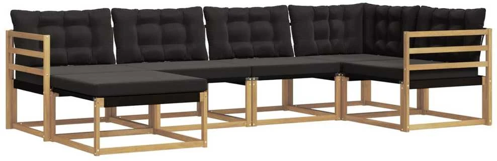 Lauko sofos komplektas 6 vnt. Balta ir juoda