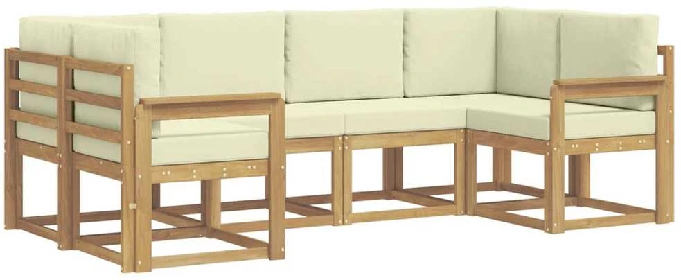 Lauko sofos komplektas 6 vnt. Balta ir kreminė