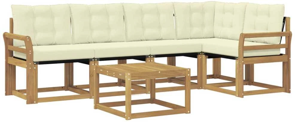 Lauko sofos komplektas 6 vnt. Balta ir kreminė
