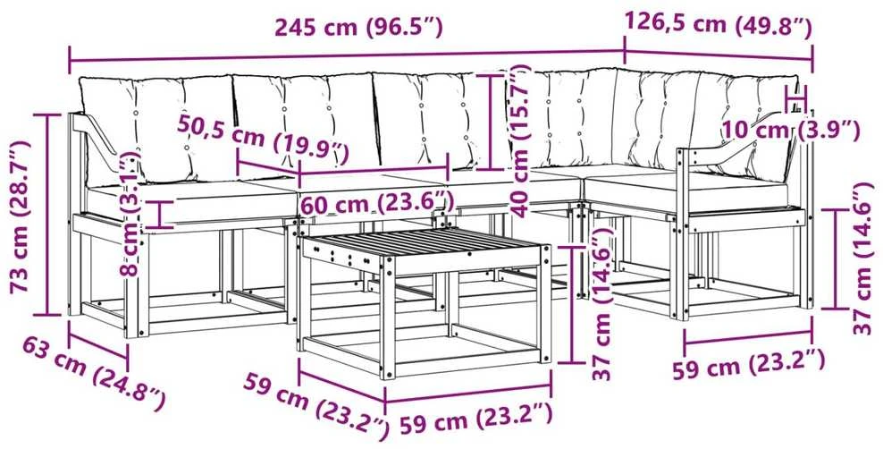 Lauko sofos komplektas 6 vnt. Balta ir kreminė