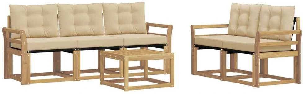 Lauko sofos komplektas 6 vnt. Balta ir kreminė