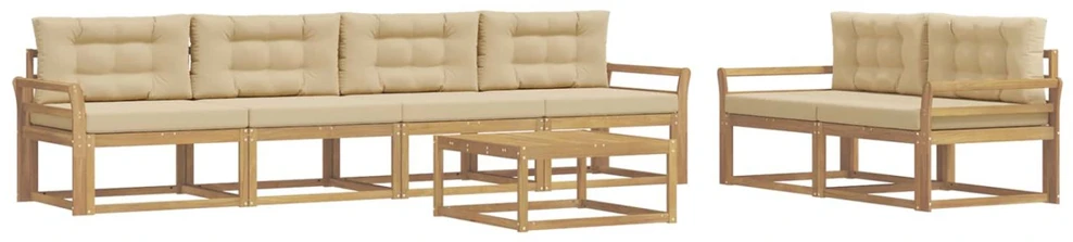 Lauko sofos komplektas 6 vnt. Balta ir kreminė