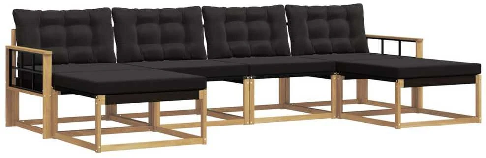 Lauko sofos komplektas 6 vnt. Balta ir juoda