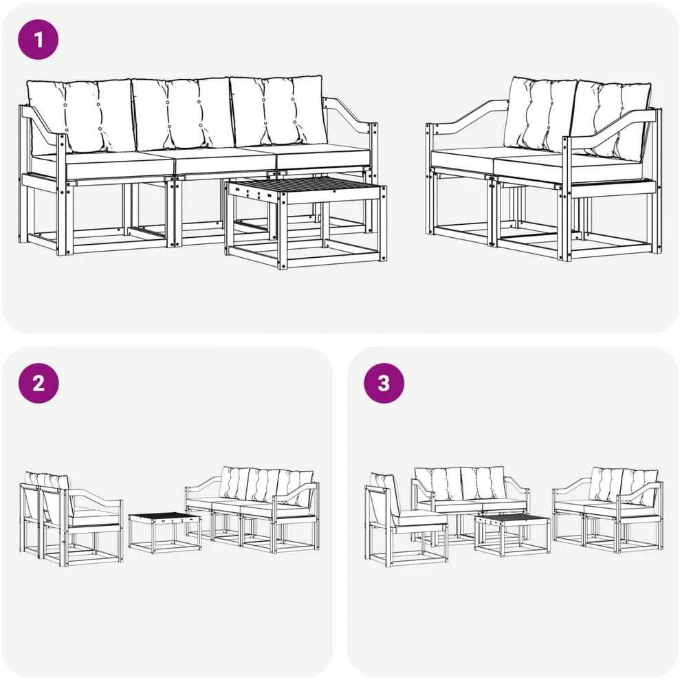 Lauko sofos komplektas 6 vnt. Balta ir kreminė