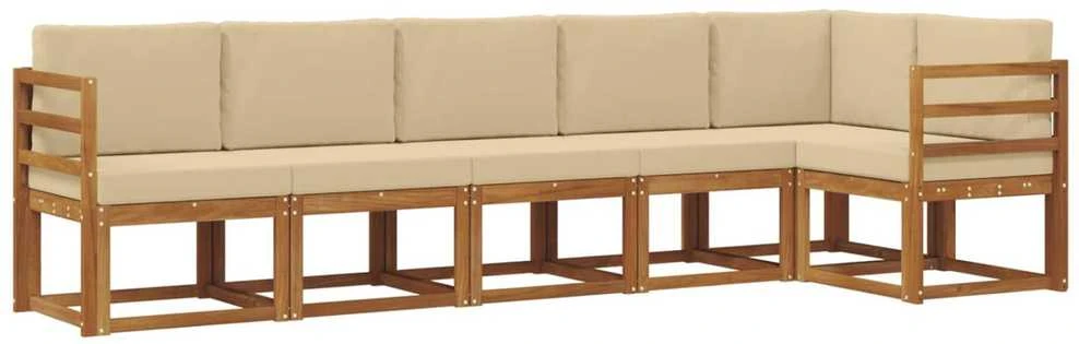 Lauko sofos komplektas 6 vnt. Natūralus ir bežinis