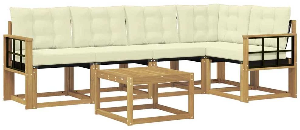 Lauko sofos komplektas 6 vnt. Balta ir kreminė
